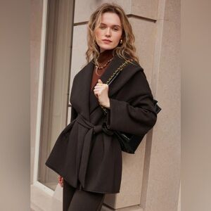 NWT OGL Belted Shawl Collar Robe Jacket Espresso Sz Small